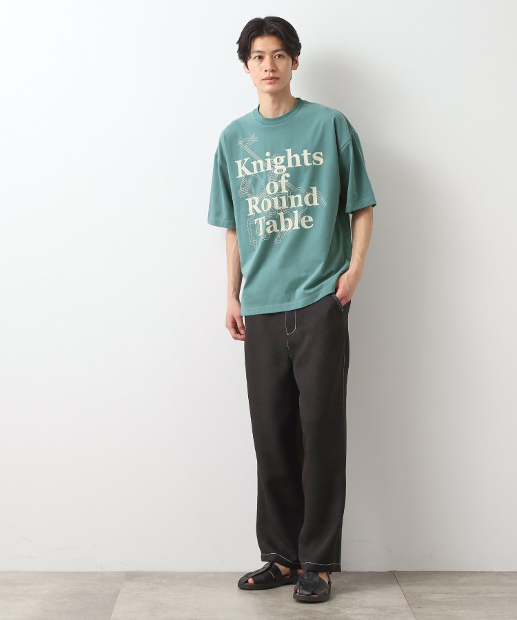 ザ ショップ ティーケー（メンズ）(THE SHOP TK(Men))のスウェード半袖ロゴTシャツ　洗濯機OK11