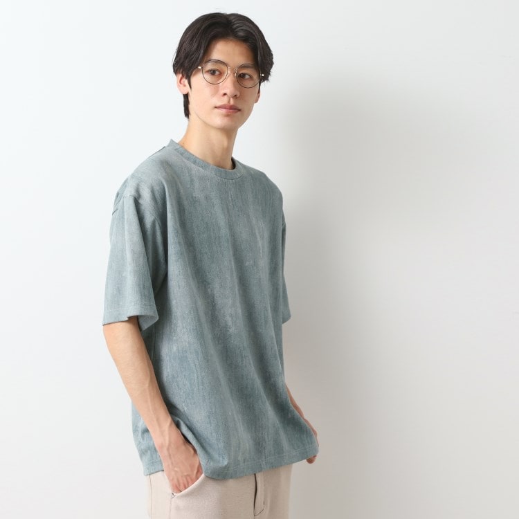 ザ ショップ ティーケー（メンズ）(THE SHOP TK(Men))のスウェードプリント半袖Tシャツ　【オーバーサイズ/洗濯機OK】 カットソー