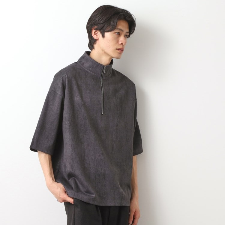 ザ ショップ ティーケー（メンズ）(THE SHOP TK(Men))のスウェードプリントハーフジッププルオーバー　【オーバーサイズ/洗濯機OK】 カットソー