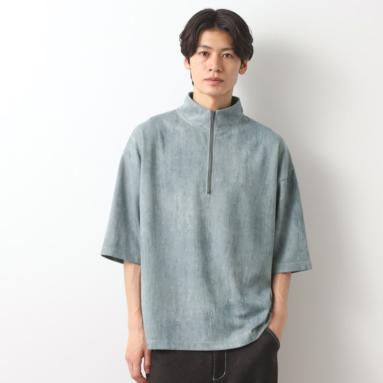 ザ ショップ ティーケー（メンズ）(THE SHOP TK(Men))のスウェードプリントハーフジッププルオーバー　【オーバーサイズ/洗濯機OK】 カットソー