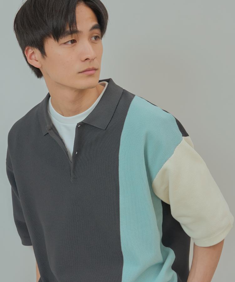 パネルニットポロシャツ(ポロシャツ) | THE SHOP TK(Men)(ザ パネルニットポロシャツ(ポロシャツ) | THE SHOP TK(Men)(ザ
