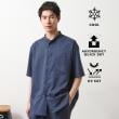 ザ ショップ ティーケー（メンズ）(THE SHOP TK(Men))の【Begin7月号掲載】クールファイバーバンドカラー半袖シャツ　接触冷感／吸水速乾／UVケア／軽量／セットアップ可 ネイビー(094)