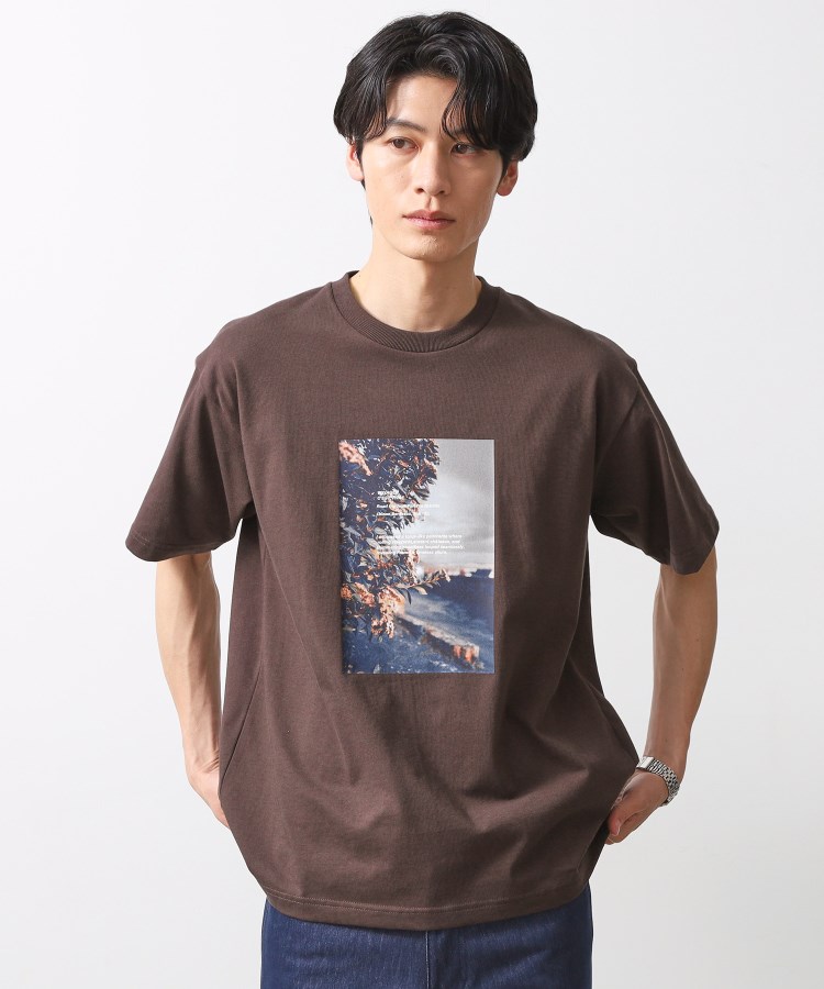 ザ ショップ ティーケー（メンズ）(THE SHOP TK(Men))の【旅するTシャツ】フォトプリント マシンウォッシャブル／サスティナブル ブラウン(044)