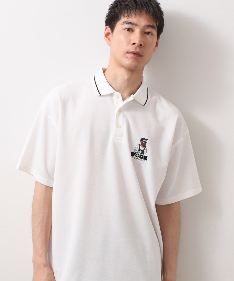 ザ ショップ ティーケー（メンズ）(THE SHOP TK(Men))のサガラ刺繍半袖ポロシャツ　【洗濯機OK/ユニセックス】 ホワイト(001)