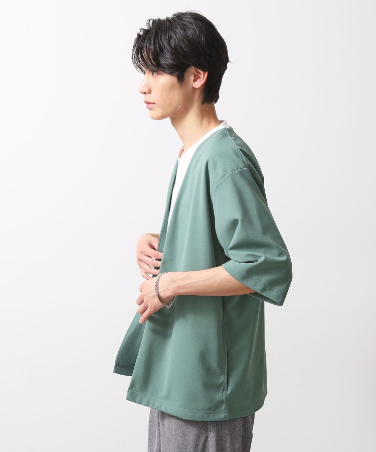 ザ ショップ ティーケー（メンズ）(THE SHOP TK(Men))の梨地アンサンブルカーディガン　五分袖カーディガン＋半袖Tシャツセット/マシンウォッシャブル5