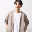 ザ ショップ ティーケー（メンズ）(THE SHOP TK(Men))の梨地アンサンブルカーディガン　五分袖カーディガン＋半袖Tシャツセット/マシンウォッシャブル ライトベージュ(051)
