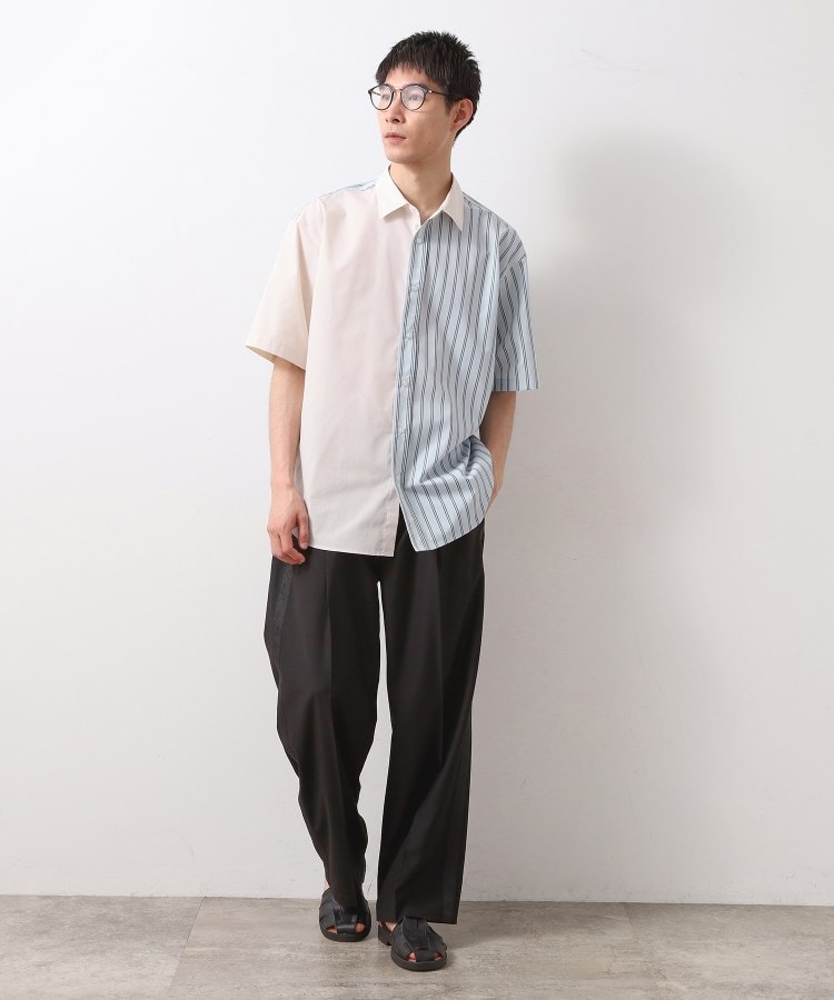 ザ ショップ ティーケー（メンズ）(THE SHOP TK(Men))のブロードパネルストライプ半袖シャツ 洗濯機OK／サスティナブル素材3