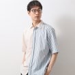 ザ ショップ ティーケー（メンズ）(THE SHOP TK(Men))のブロードパネルストライプ半袖シャツ 洗濯機OK／サスティナブル素材 グレージュ(350)