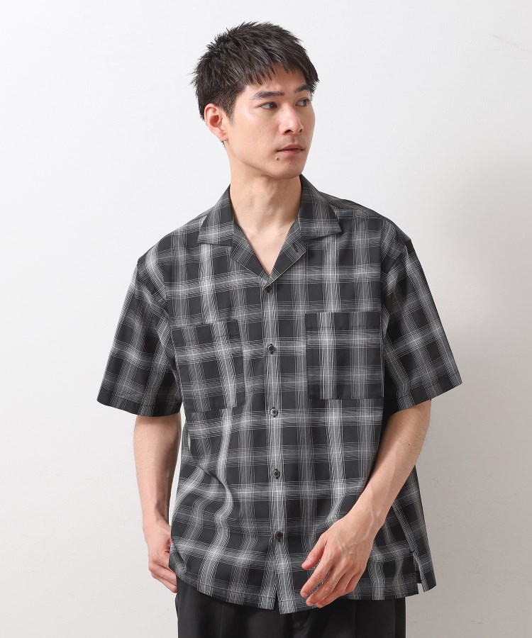ザ ショップ ティーケー（メンズ）(THE SHOP TK(Men))のオンブレチェック半袖シャツ 洗濯機OK1