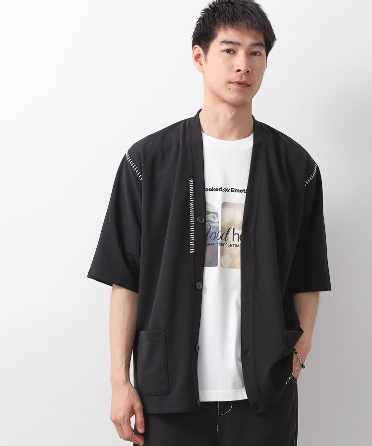 ザ ショップ ティーケー（メンズ）(THE SHOP TK(Men))のツイルカーデ ブラック(019)