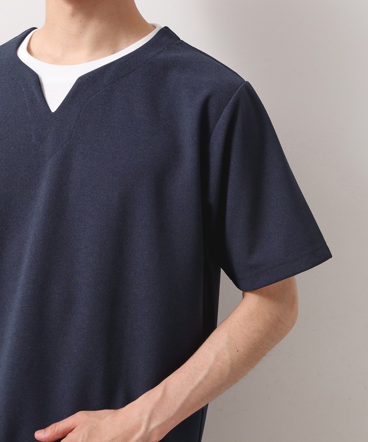 ザ ショップ ティーケー（メンズ）(THE SHOP TK(Men))のツイルキーネック半袖Tシャツ 【接触冷感/洗濯機OK】21