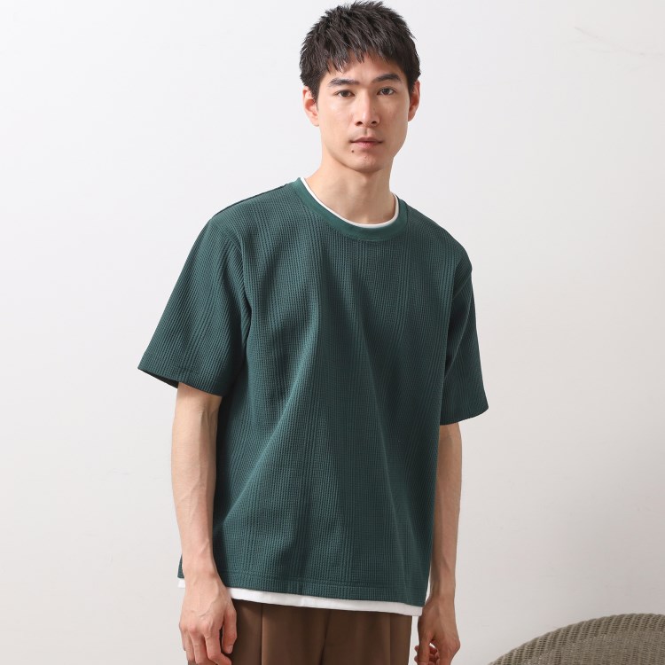 ザ ショップ ティーケー（メンズ）(THE SHOP TK(Men))のランダムワッフル半袖Tシャツ 【洗濯機ＯＫ】 Ｔシャツ