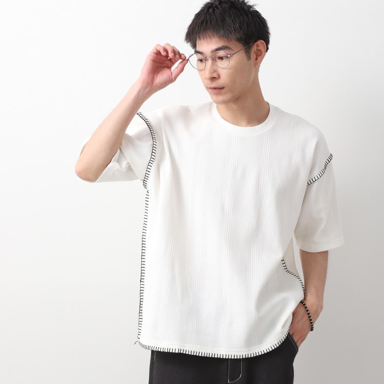 ザ ショップ ティーケー（メンズ）(THE SHOP TK(Men))のステッチ刺繍半袖Tシャツ ビックシルエット Ｔシャツ