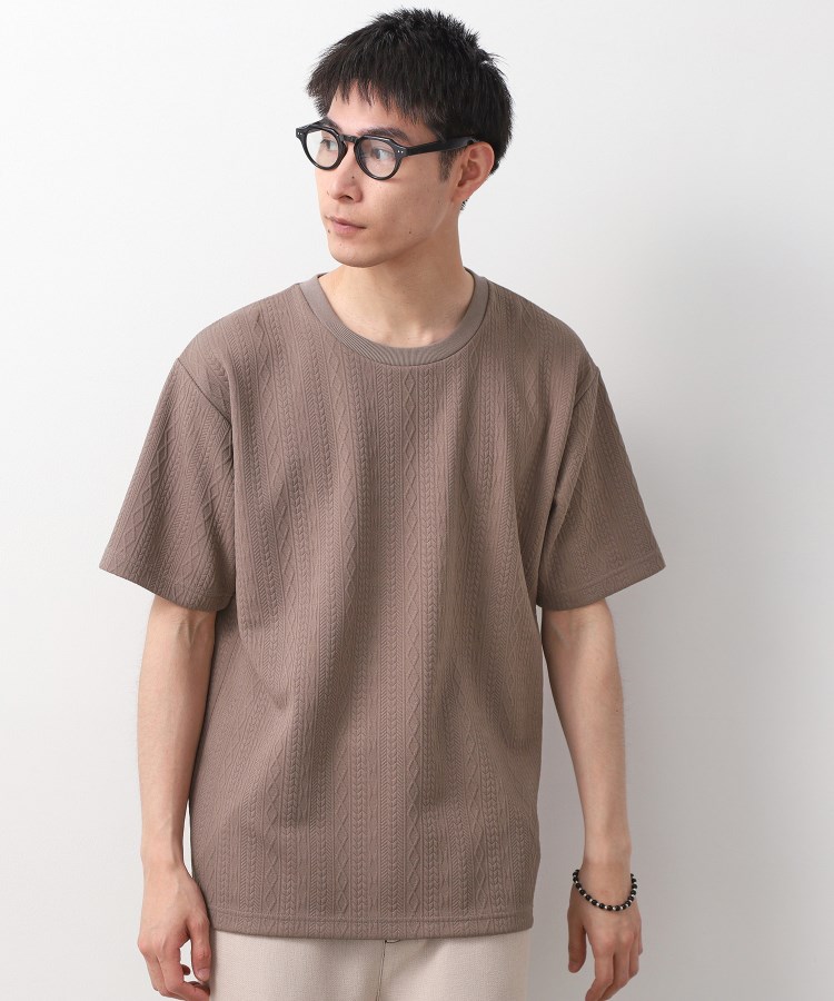 ザ ショップ ティーケー（メンズ）(THE SHOP TK(Men))のライトフクレジャカード半袖Tシャツ 洗濯機OK モカブラウン(042)