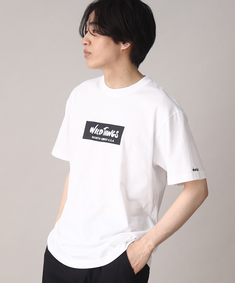 ザ ショップ ティーケー（メンズ）(THE SHOP TK(Men))の【ユニセックスアイテム】WILDTHINGS/ワイルドシングス別注ボックスロゴTEE ホワイト(002)