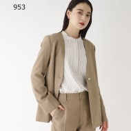 ◇ウーリッシュストレッチ パール調ボタンジャケット【OPAQUE