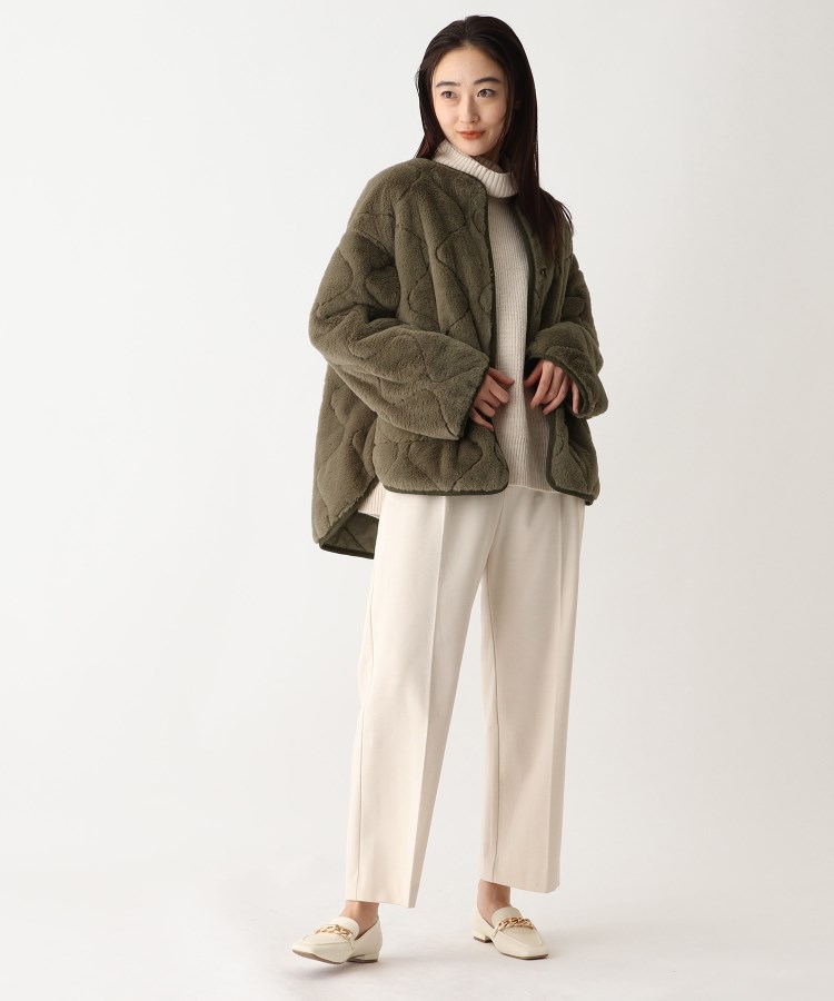 ◇タフタ撥水＆ファー2wayノーカラーコート（ノーカラー