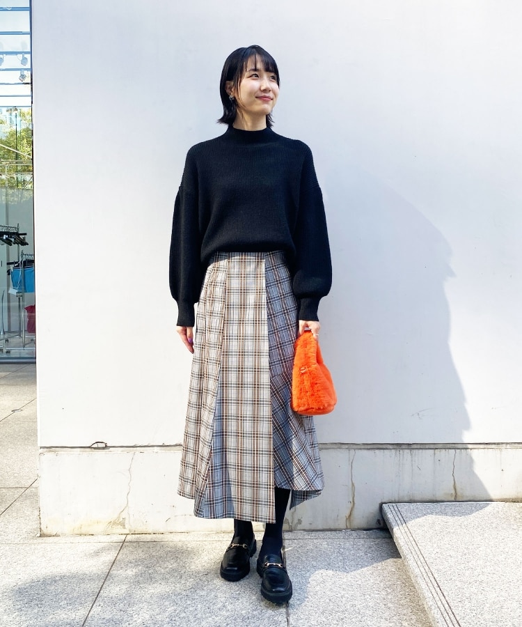 ◇アシンメトリーチェックフレアスカート(マキシ・ロング ◇アシンメトリーチェックフレアスカート(マキシ・ロング