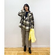 ◇【Mapel／マペル】ウールMIX チェック柄コート（Pコート