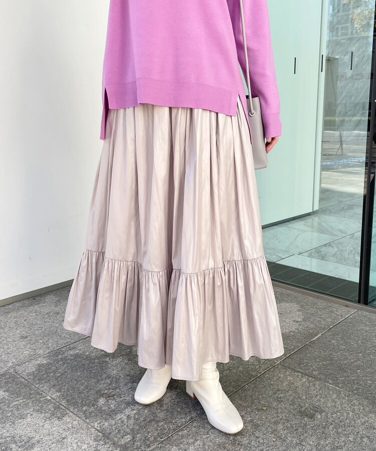 ◇チンツプリーツデザインフレアスカート（マキシ・ロング