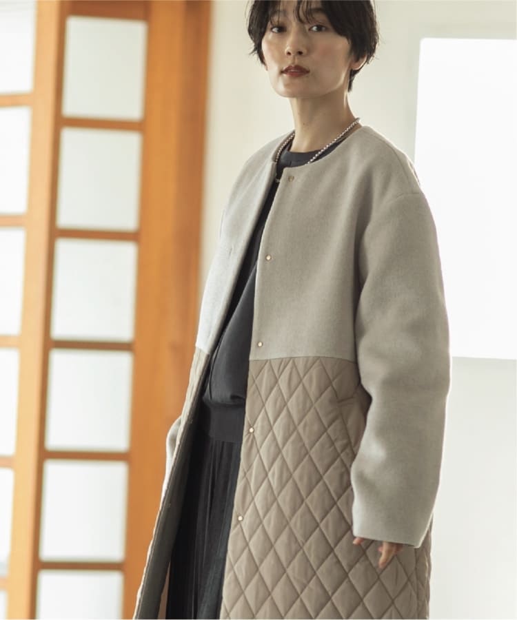 ≪S-LLsize≫ ウールカシミヤブレンド キルティングドッキングノー ≪S-LLsize≫ ウールカシミヤブレンド キルティングドッキングノー