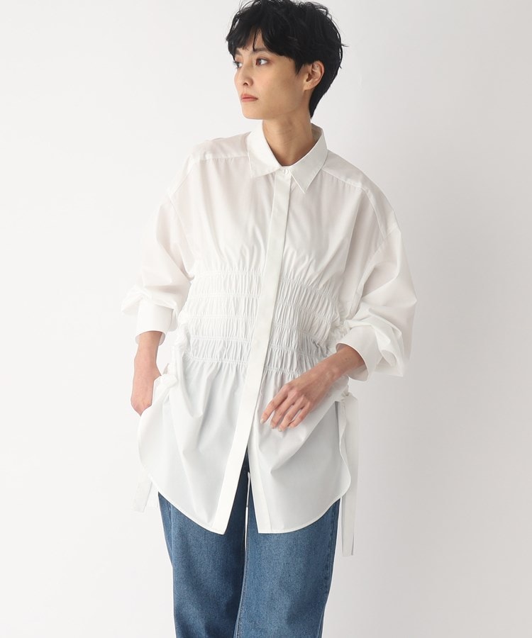 オペークドットクリップ(OPAQUE.CLIP)のシャーリング チュニックシャツ ホワイト(002)