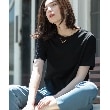 オペークドットクリップ(OPAQUE.CLIP)のシルク調コットン ベーシックTシャツ【UV/接触冷感/イージーケア/洗濯機洗い可】 ブラック(019)