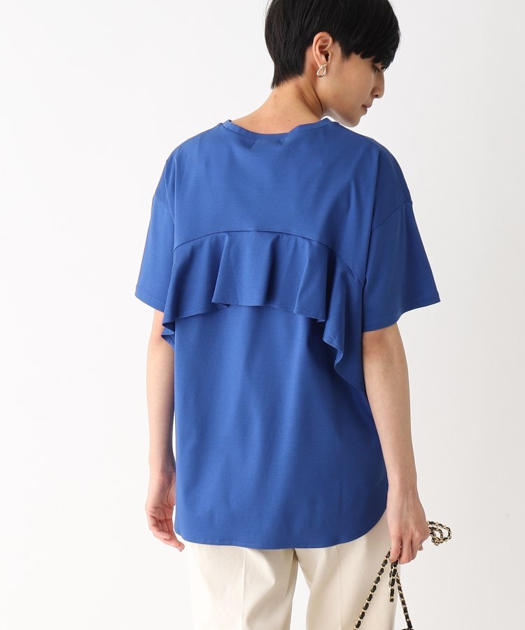 シルク調コットン バックフリルデザインTシャツ【UV/接触冷感/イージー