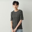 オペークドットクリップ(OPAQUE.CLIP)のシャーリングレース5分袖カットソー【洗濯機洗い可】 チャコールグレー(014)