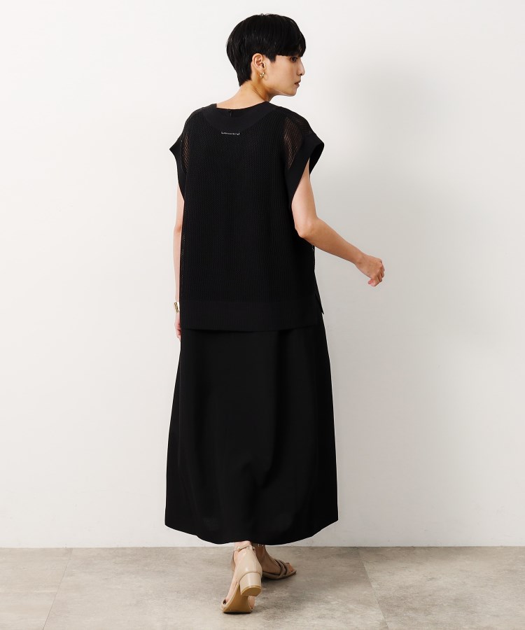 ツインセット】メッシュニット×ノースリーブワンピース【洗濯機 ツインセット】メッシュニット×ノースリーブワンピース【洗濯機