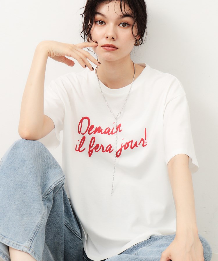 オペークドットクリップ(OPAQUE.CLIP)のリラクシープリントロゴTシャツ【洗濯機洗い可】11