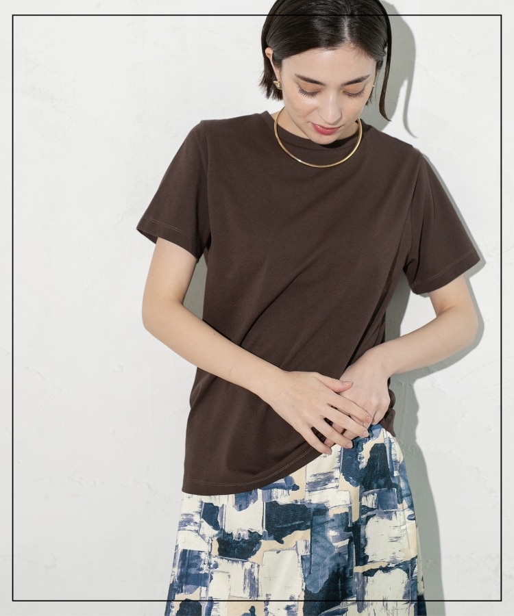 オペークドットクリップ(OPAQUE.CLIP)のベーシックTシャツ【接触冷感／UVケア／汗染み防止】 ブラウン(044)