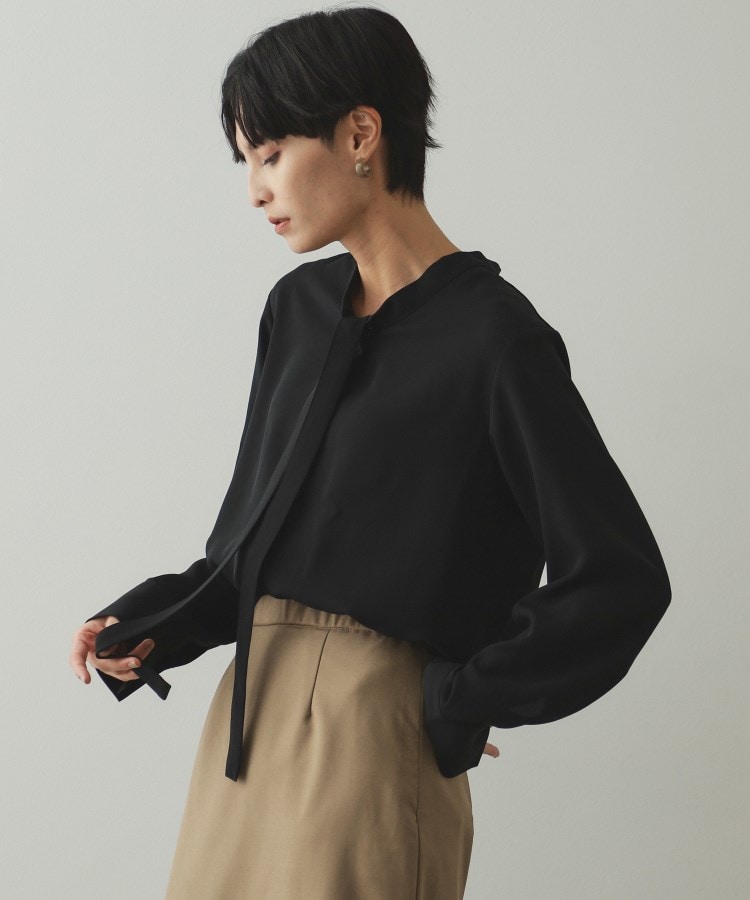 美人百花掲載》ボウタイジョーゼットブラウス【洗濯機洗い可 美人百花掲載》ボウタイジョーゼットブラウス【洗濯機洗い可