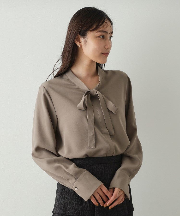 美人百花掲載》ボウタイジョーゼットブラウス【洗濯機洗い可 美人百花掲載》ボウタイジョーゼットブラウス【洗濯機洗い可