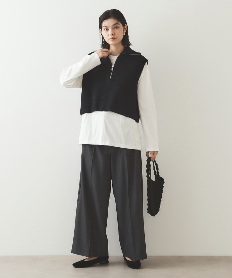 CLASSY掲載》ハーフZIPニットベスト【洗濯機洗い可】(ニット CLASSY掲載》ハーフZIPニットベスト【洗濯機洗い可】(ニット