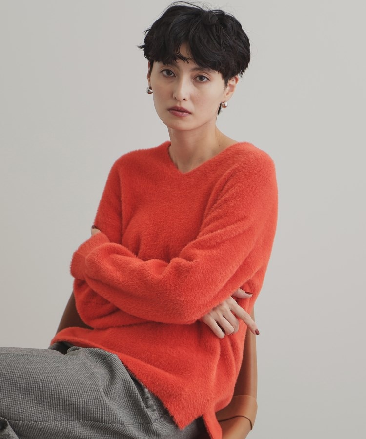 5color/S-LLsize》フェザーヤーンVネックニット【洗濯機洗い可 5color/S-LLsize》フェザーヤーンVネックニット【洗濯機洗い可