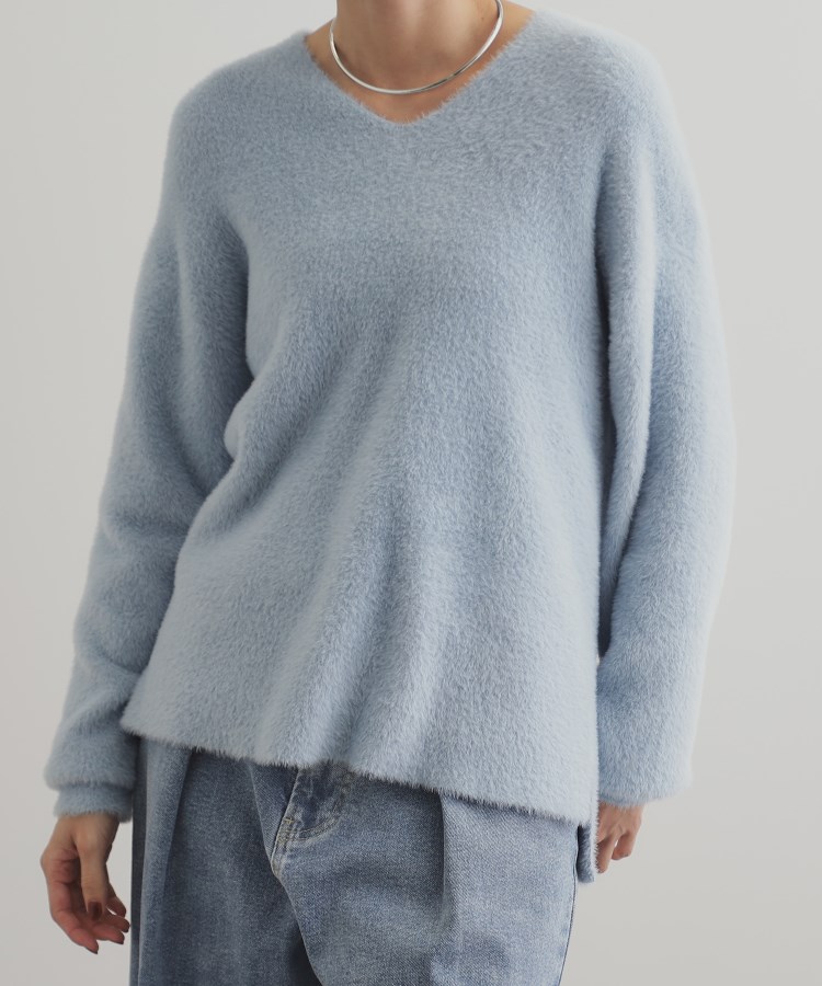 5color/S-LLsize》フェザーヤーンVネックニット【洗濯機洗い可 5color/S-LLsize》フェザーヤーンVネックニット【洗濯機洗い可