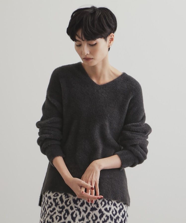 5color/S-LLsize》フェザーヤーンVネックニット【洗濯機洗い可 5color/S-LLsize》フェザーヤーンVネックニット【洗濯機洗い可