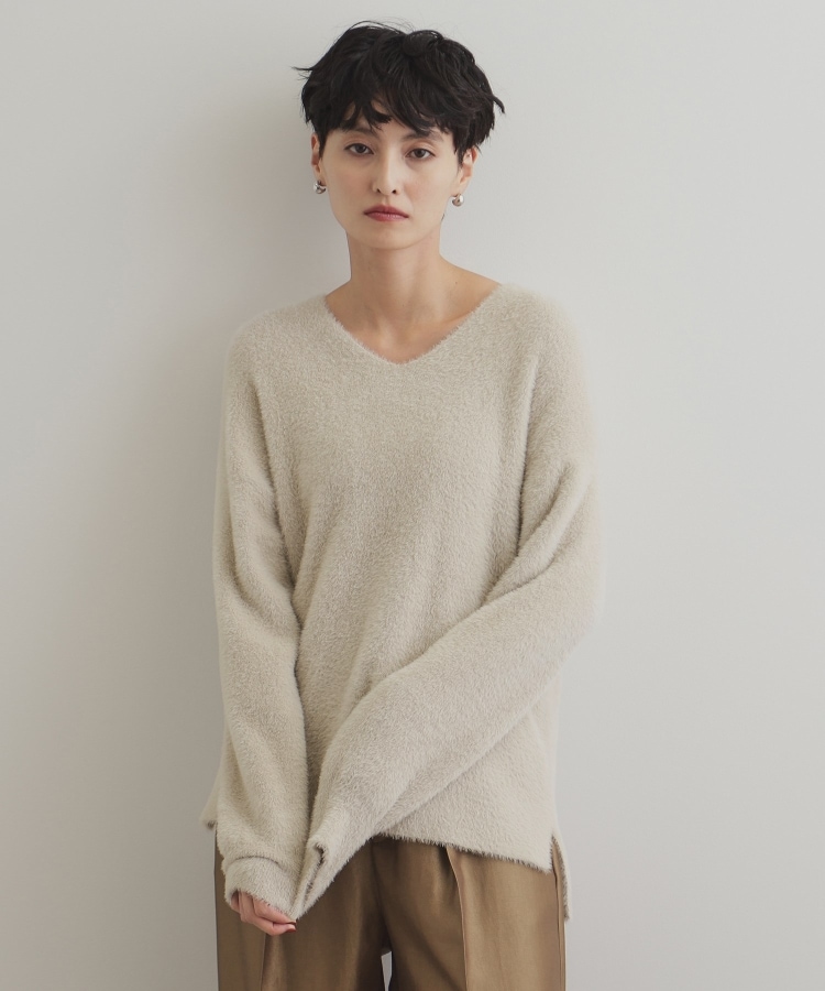5color/S-LLsize》フェザーヤーンVネックニット【洗濯機洗い可 5color/S-LLsize》フェザーヤーンVネックニット【洗濯機洗い可