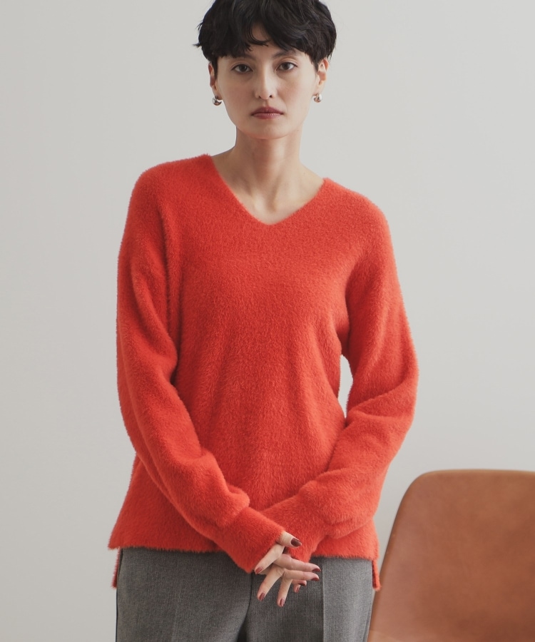 5color/S-LLsize》フェザーヤーンVネックニット【洗濯機洗い可 5color/S-LLsize》フェザーヤーンVネックニット【洗濯機洗い可