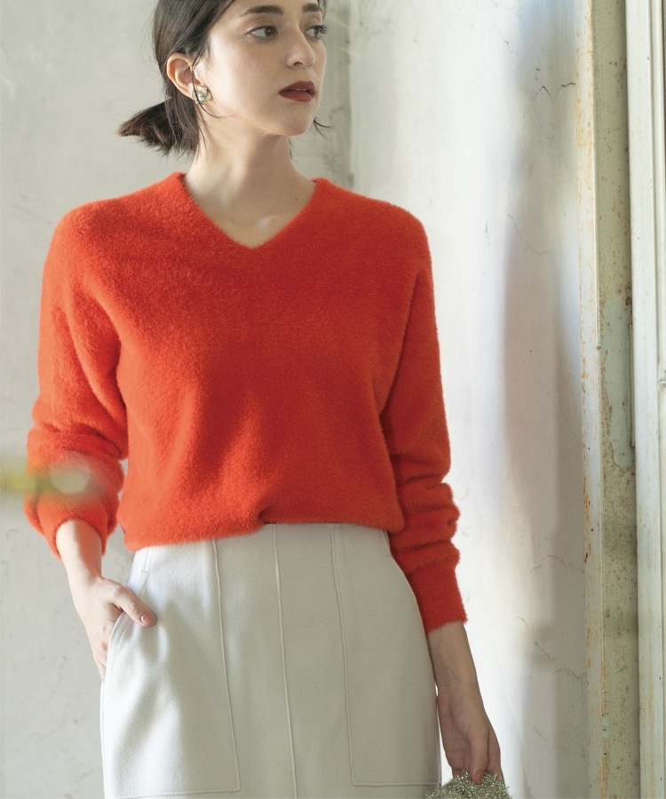 5color/S-LLsize》フェザーヤーンVネックニット【洗濯機洗い可 5color/S-LLsize》フェザーヤーンVネックニット【洗濯機洗い可