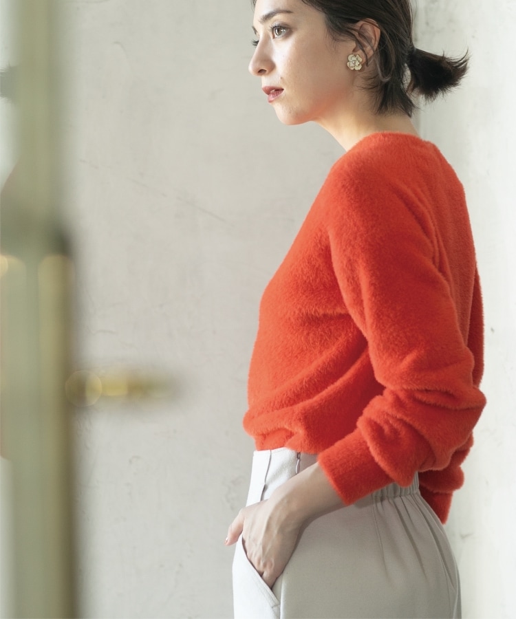 5color/S-LLsize》フェザーヤーンVネックニット【洗濯機洗い可 5color/S-LLsize》フェザーヤーンVネックニット【洗濯機洗い可