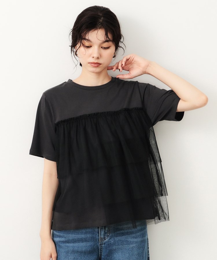 オペークドットクリップ(OPAQUE.CLIP)のチュールドッキングTシャツ【洗濯機洗い可】5