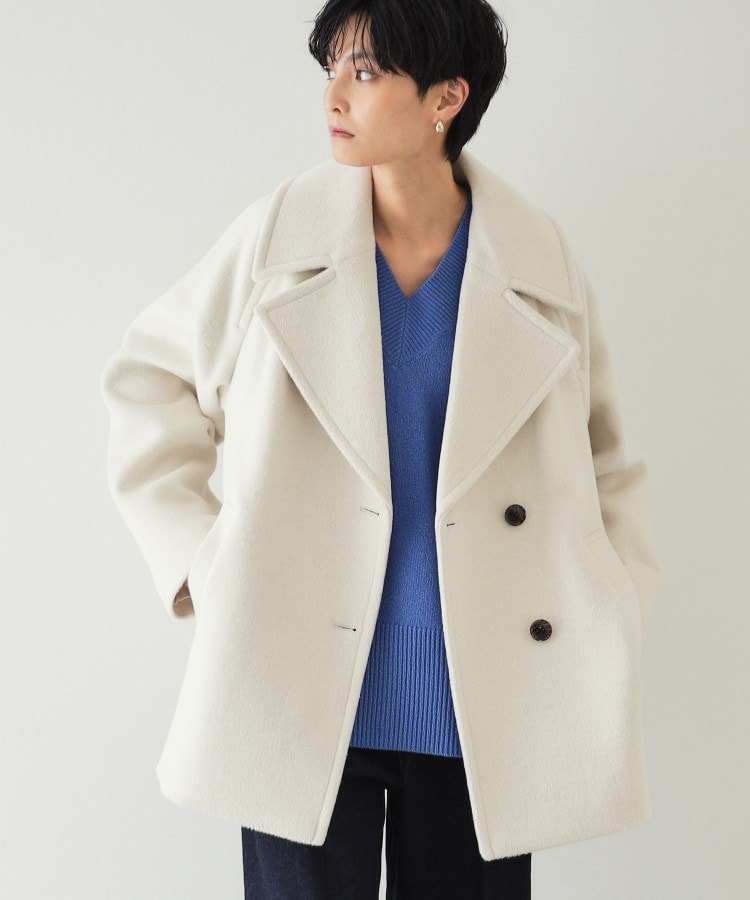 S-LLsize》ウールカシミヤブレンド ミドルピーコート(Pコート S-LLsize》ウールカシミヤブレンド ミドルピーコート(Pコート
