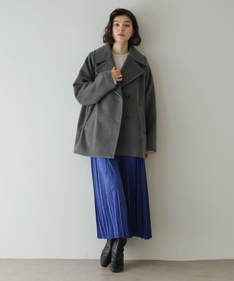 S-LLsize》ウールカシミヤブレンド ミドルピーコート(Pコート S-LLsize》ウールカシミヤブレンド ミドルピーコート(Pコート