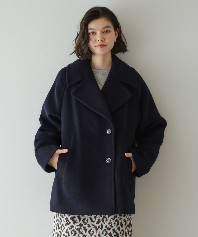 S-LLsize》ウールカシミヤブレンド ミドルピーコート(Pコート S-LLsize》ウールカシミヤブレンド ミドルピーコート(Pコート