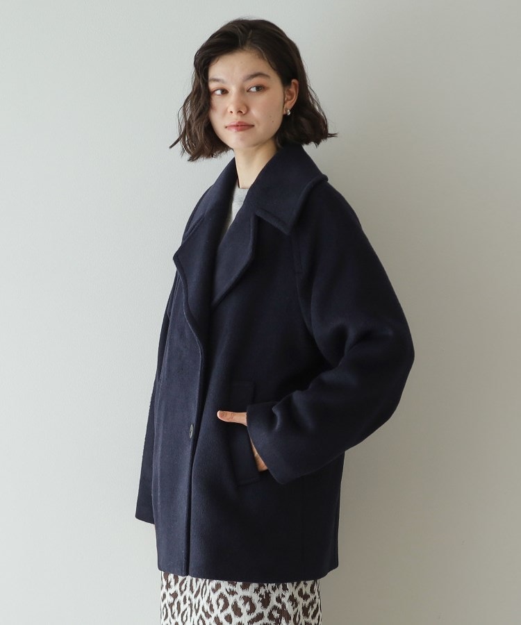 S-LLsize》ウールカシミヤブレンド ミドルピーコート(Pコート S-LLsize》ウールカシミヤブレンド ミドルピーコート(Pコート