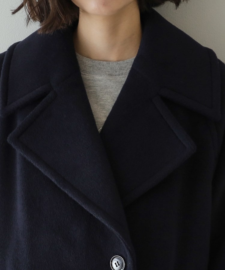S-LLsize》ウールカシミヤブレンド ミドルピーコート(Pコート S-LLsize》ウールカシミヤブレンド ミドルピーコート(Pコート