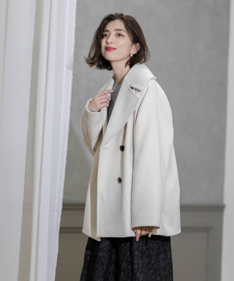 S-LLsize》ウールカシミヤブレンド ミドルピーコート(Pコート S-LLsize》ウールカシミヤブレンド ミドルピーコート(Pコート