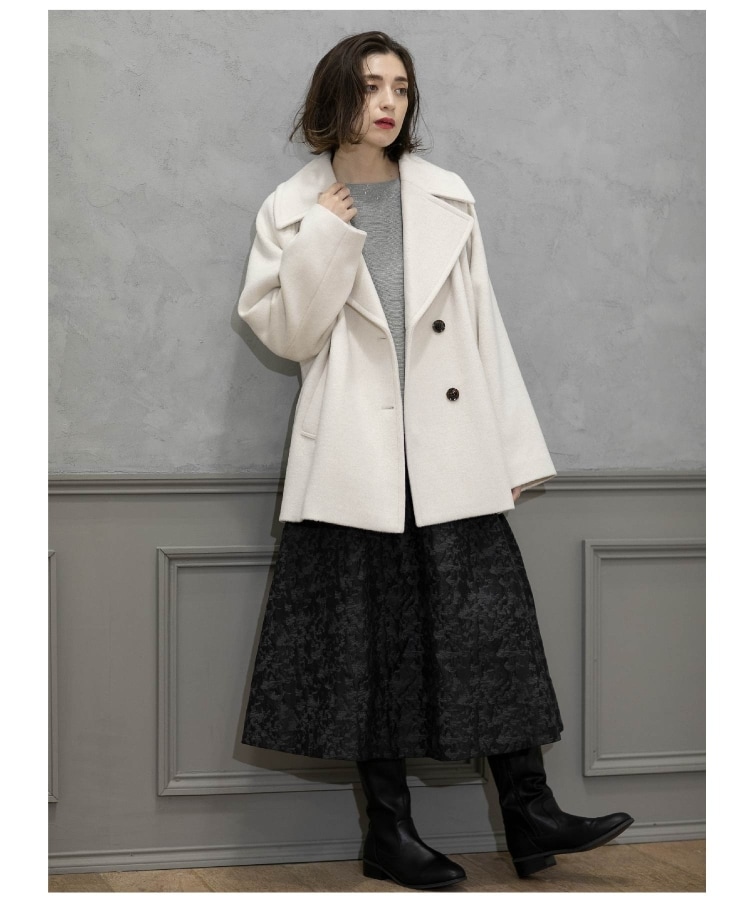 S-LLsize》ウールカシミヤブレンド ミドルピーコート(Pコート S-LLsize》ウールカシミヤブレンド ミドルピーコート(Pコート